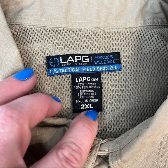 LA Police Gear Men's Long Sleeve Tactical Field Shirt 2.0 size 2XL Khaki color - Picture 3 of 6